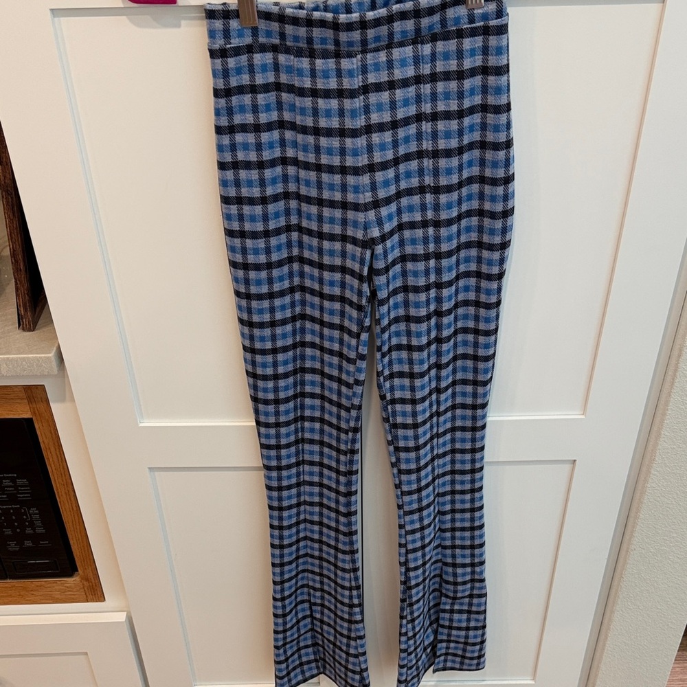 Urban Renewal Blue and Black Checkered split hem Pants